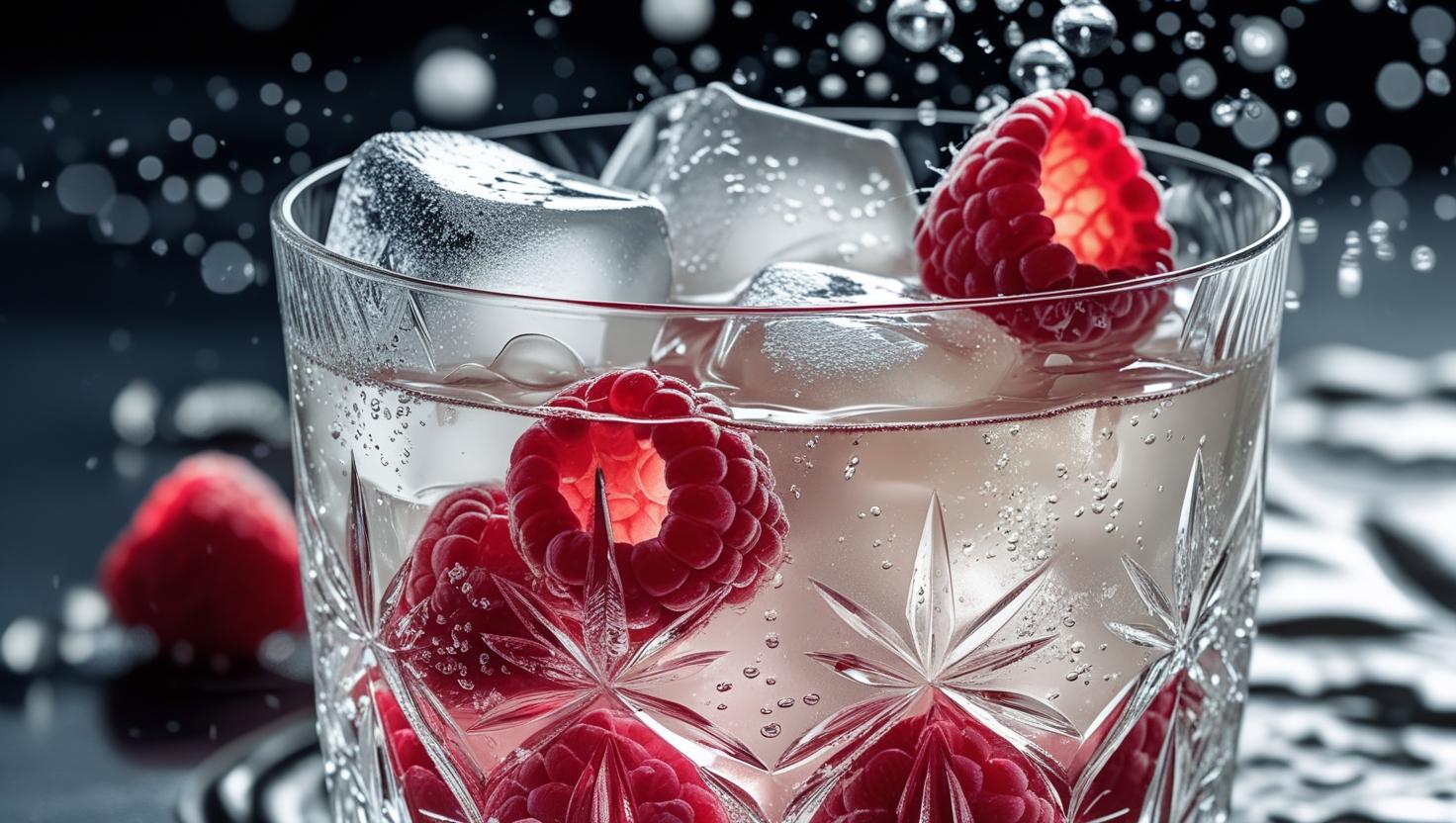 Drink sem álcool Refrescante de Chá Branco com Framboesa e Água com Gás