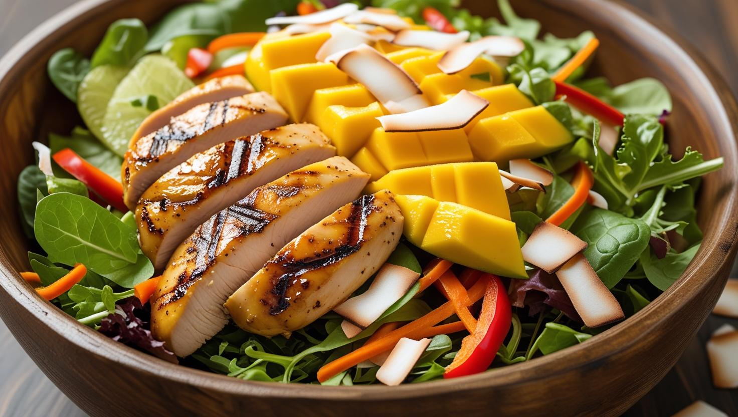 Salada Tropical com Frango e Manga: Refrescante, Leve e Rica em Sabor