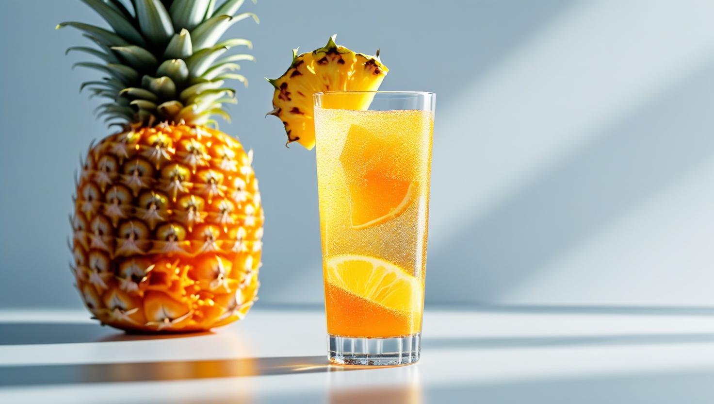 🍍 Drink de Abacaxi com Isotônico de Laranja e Água com Gás