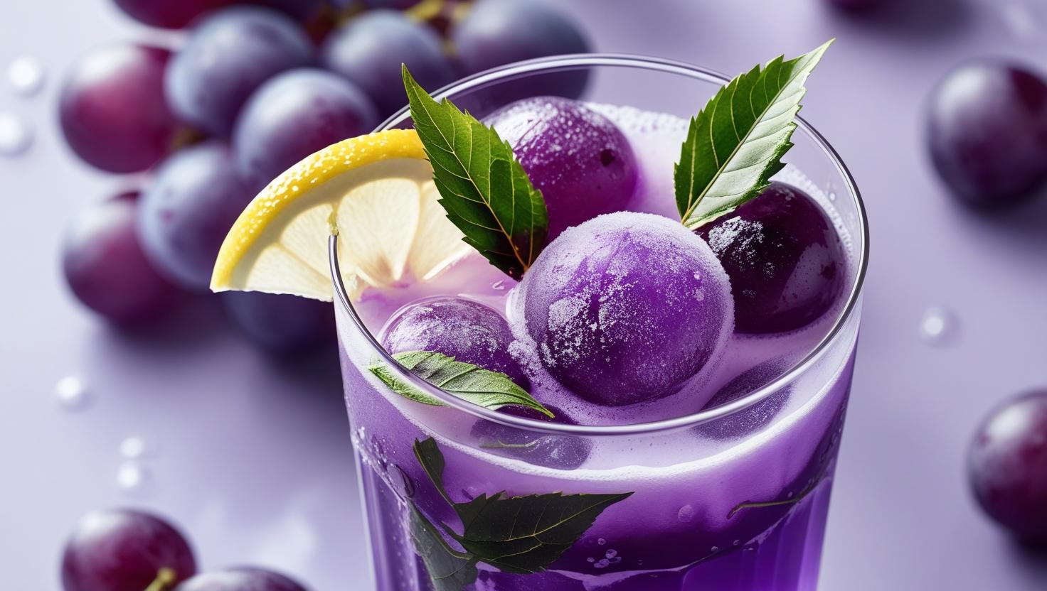 Drink sem álcool Refrescante de Uva Roxa Congelada com Chá Verde e Limão