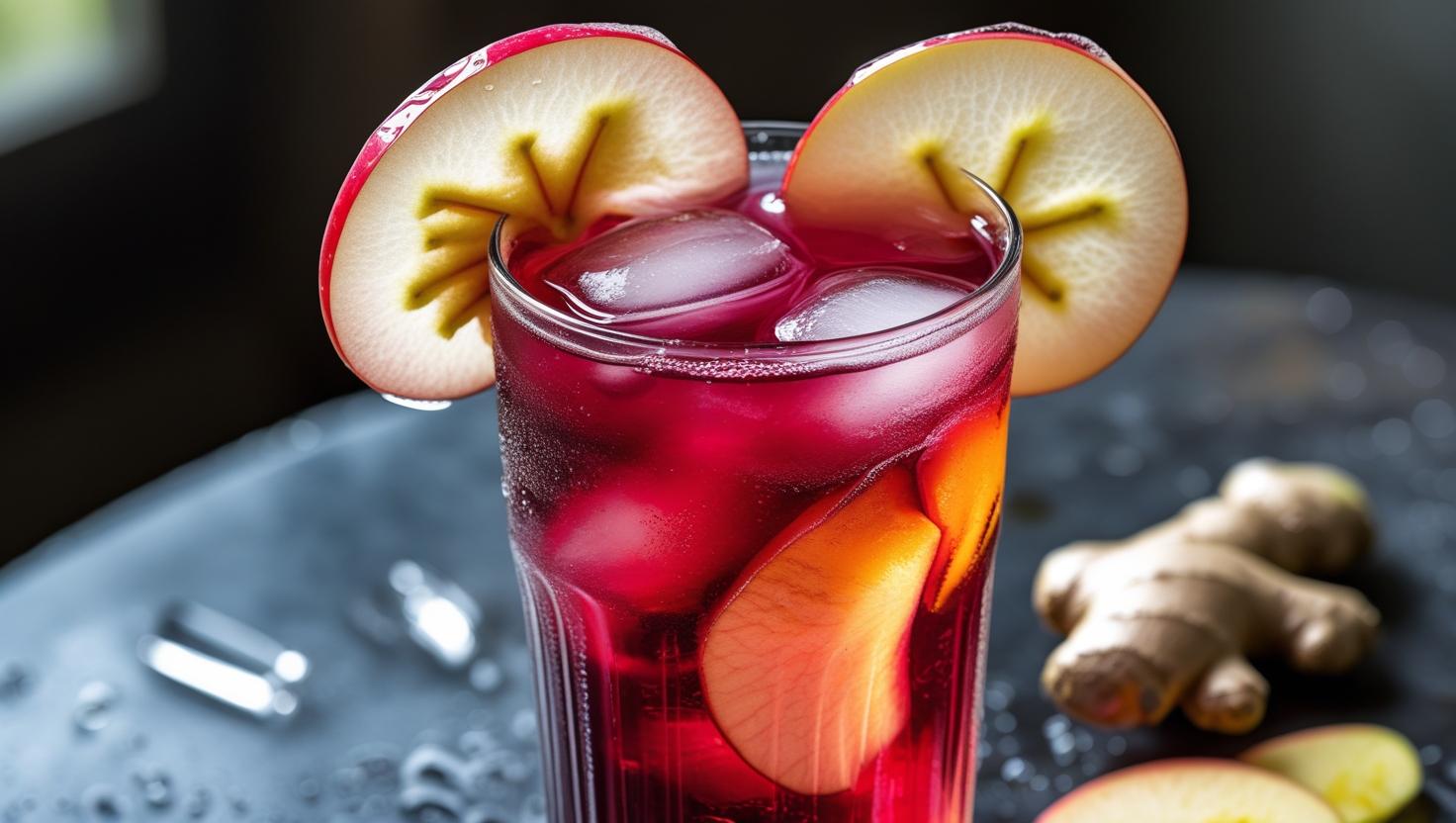 Drink de Chá de Hibisco com Maçã e Gengibre
