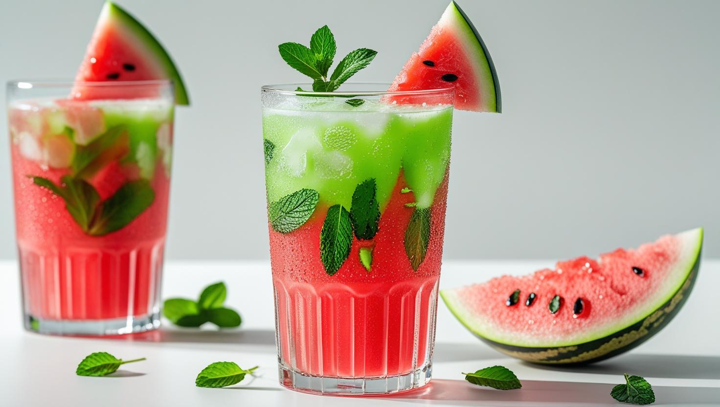 🍉  Drink sem álcool Refrescante de Melancia com Isotônico Citrus e Hortelã