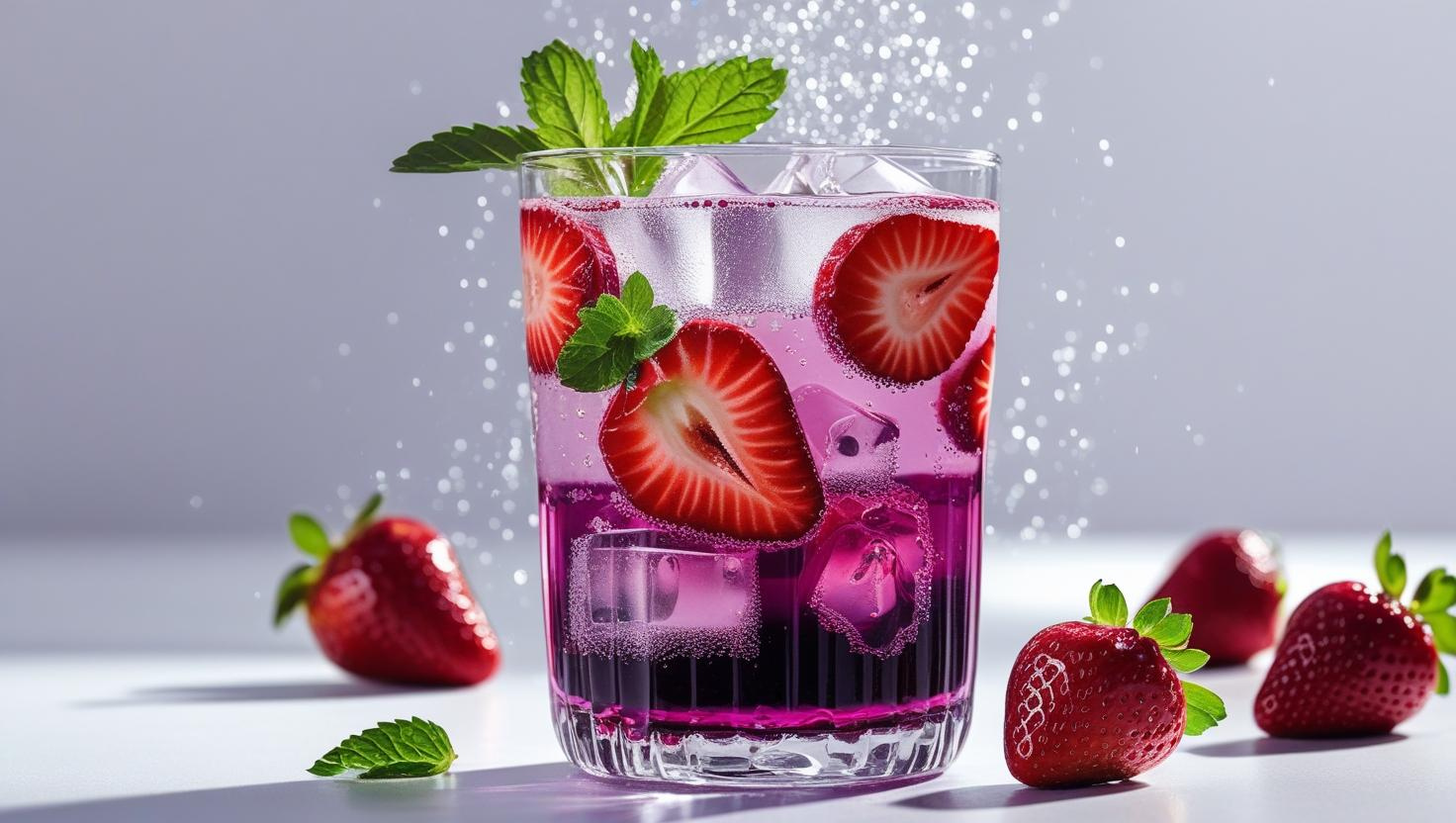 🍓 Refresco Espumante de Groselha com Água com Gás e Morangos drink sem álcool