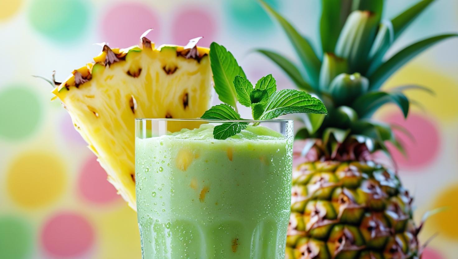 🍍 Suco de Abacaxi com Hortelã e Yakult – Refrescante e Digestivo